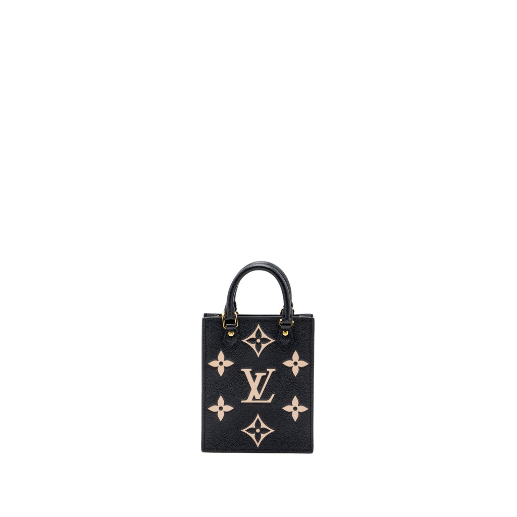 LOUIS VUITTON PETIT SAC PLAT MONOGRAM EMPREINTE BLACK/ BEIGE GHW (NEW VERSION)
