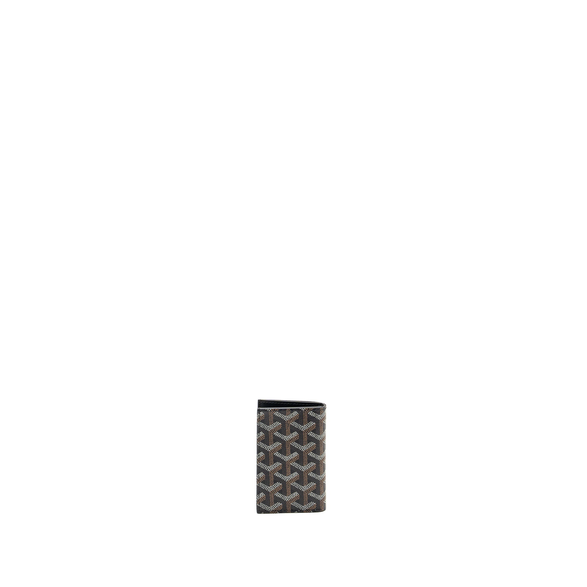 GOYARD SAINT-PIERRE CARD WALLET GOYARDINE CANVAS/CALFSKIN BLACK
