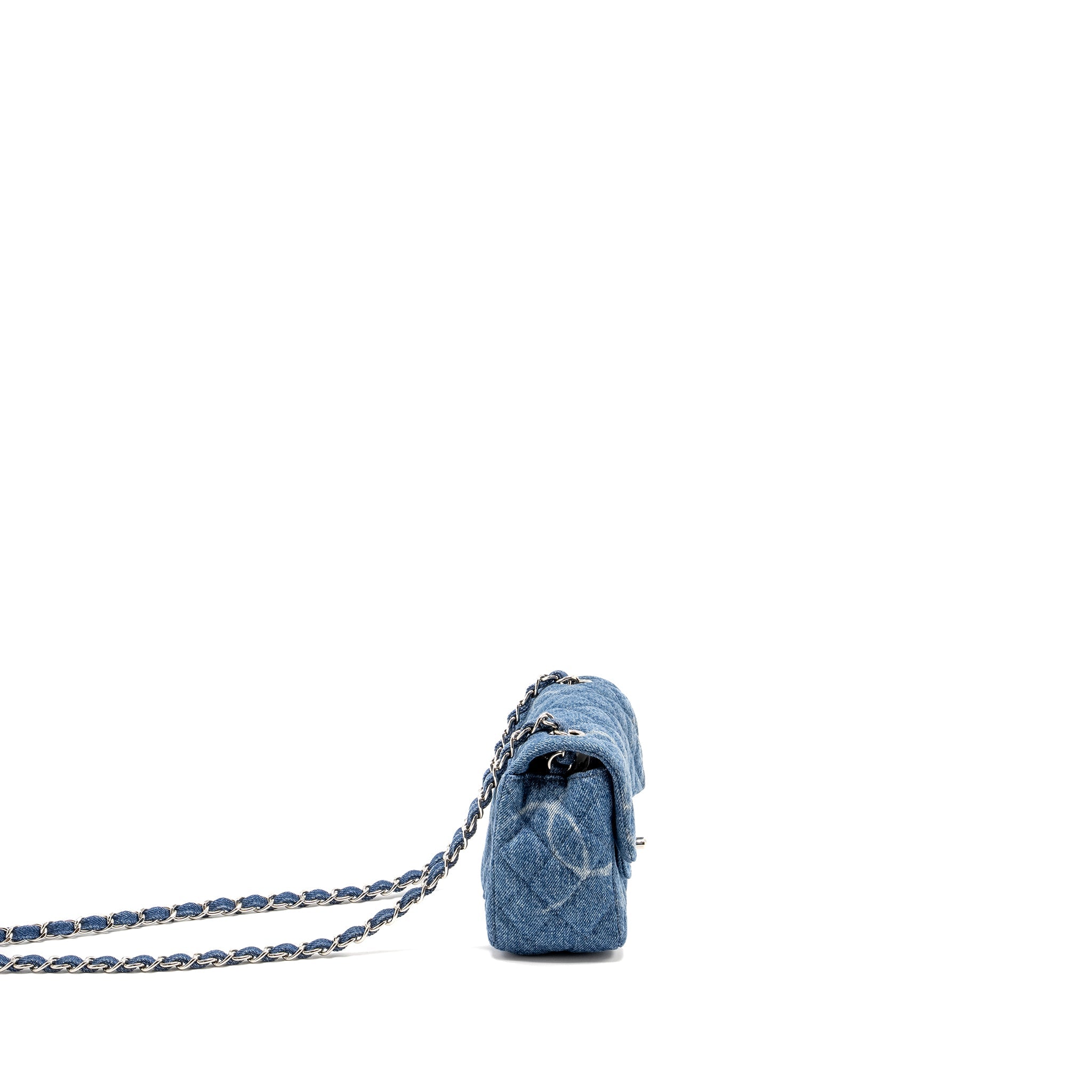 CHANEL MINI SQUARE FLAP BAG DENIM BLUE SHW