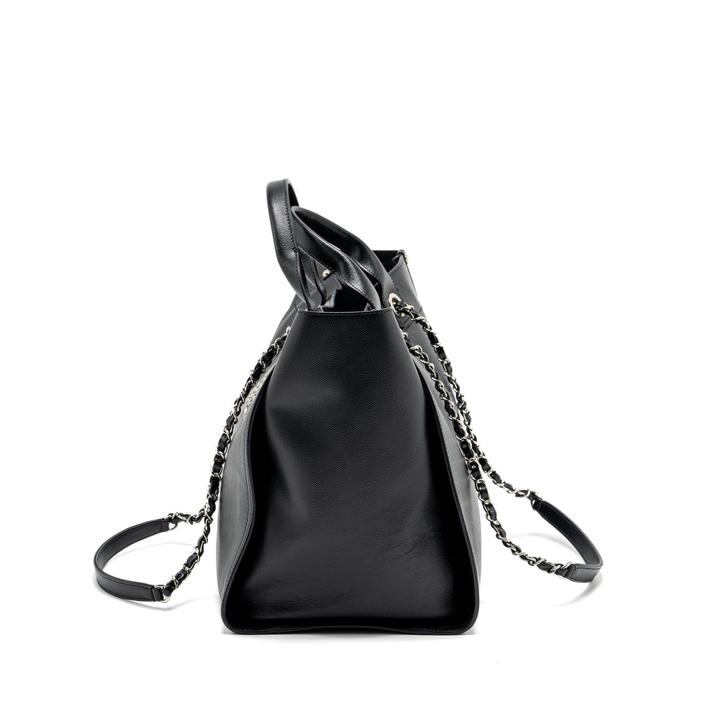 CHANEL DEAUVILLE STUDDED TOTE BAG CAVIAR BLACK SHW