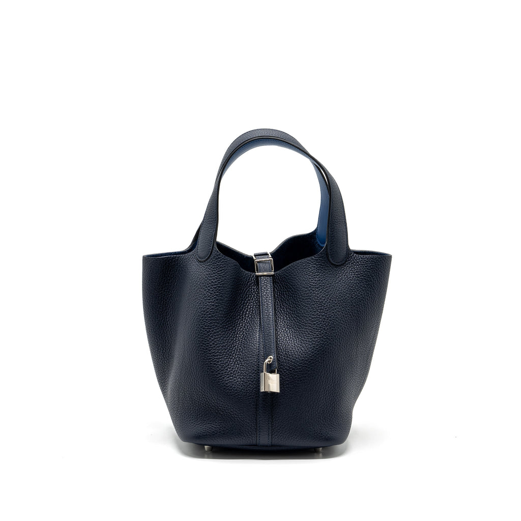 HERMES PICOTIN 22 LOCK BAG CLEMENCE/ SWIFT BLUE NUIT / BLUE FRANCE SHW