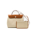 HERMES HERBAG 31 ZIP BAG TOILE MILITARIES/VACHE HUNTER BETON/FAUVE SHW