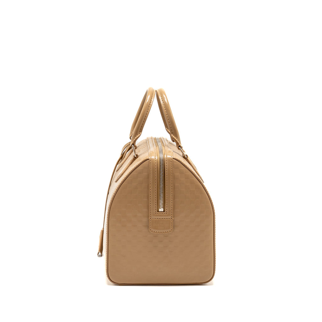 LOUIS VUITTON SPEEDY CUBE MM DAMIER FACETTE PATENT LEATHER BEIGE SHW