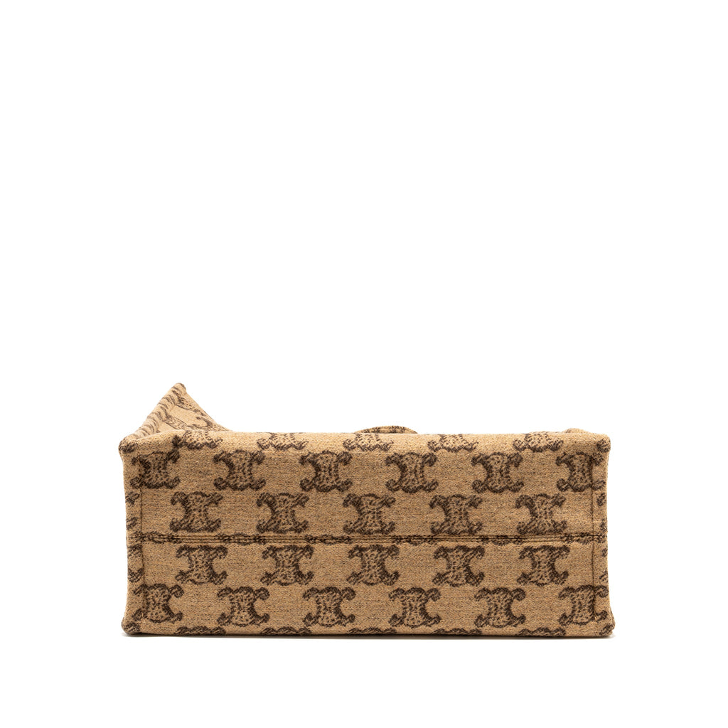 CELINE LARGE CABAS THAIS TRIOMPHE PRINTED WOOL/CALFSKIN WOOL/CALFSKIN BROWN
