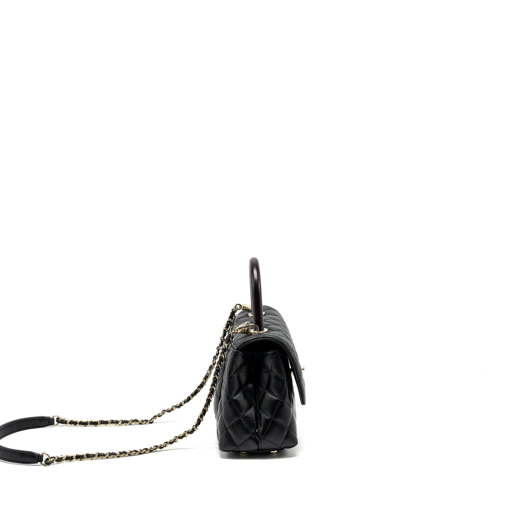 CHANEL SMALL COCO HANDLE WITH LIZARD EMBOSSED HANDLE CAVIAR BLACK LGHW (MICROCHIP)