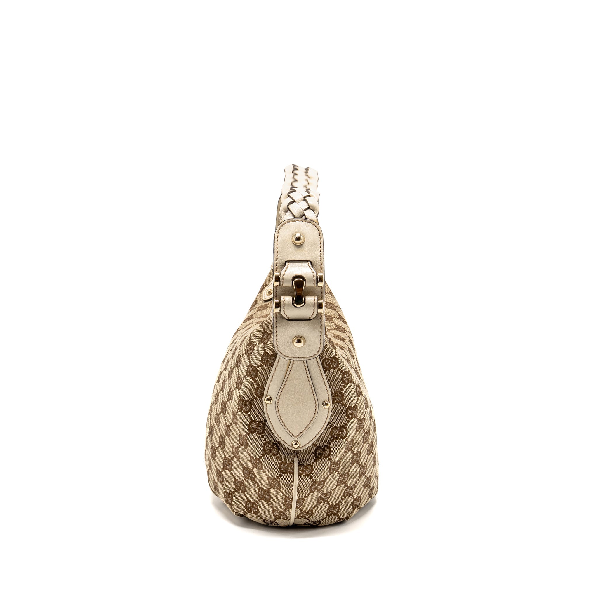 GUCCI PELHAM HOBO BAG GG CANVAS / LEATHER BEIGE/WHITE LGHW