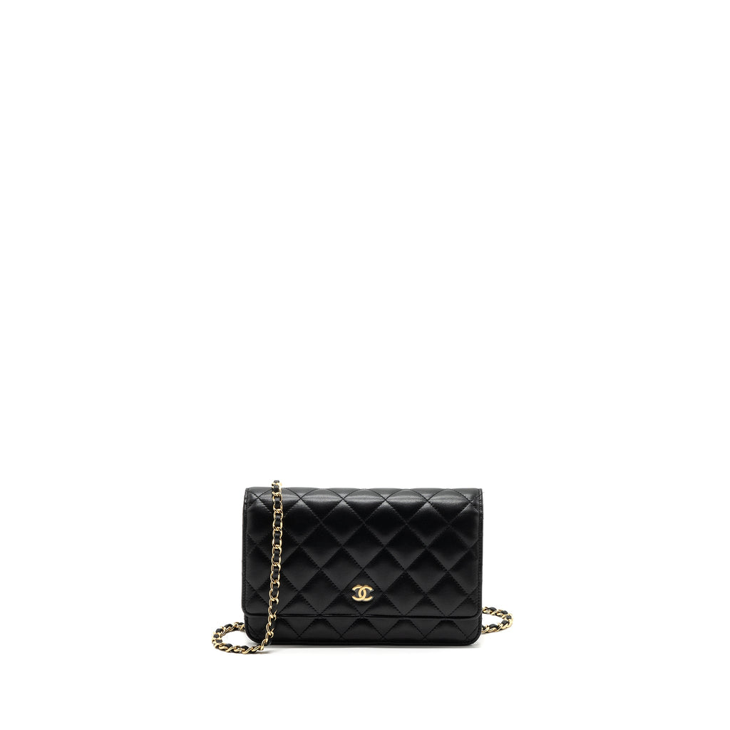 CHANEL CLASSIC WALLET ON CHAIN LAMBSKIN BLACK GHW