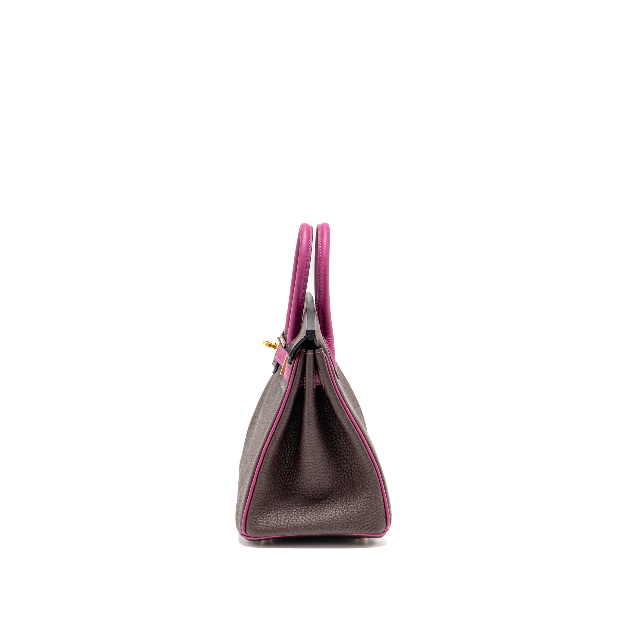 HERMES BIRKIN 25 TOGO CHOCOLATE / ROSE POURPRE BRUSHED GHW