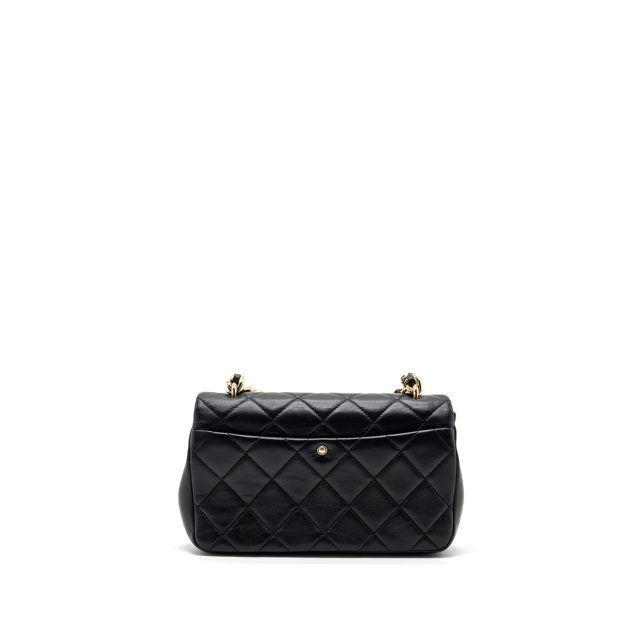 CHANEL GIANT CHAIN FLAP BAG LAMBSKIN BLACK MULTICOLOUR HARDWARE(MICROCHIP)