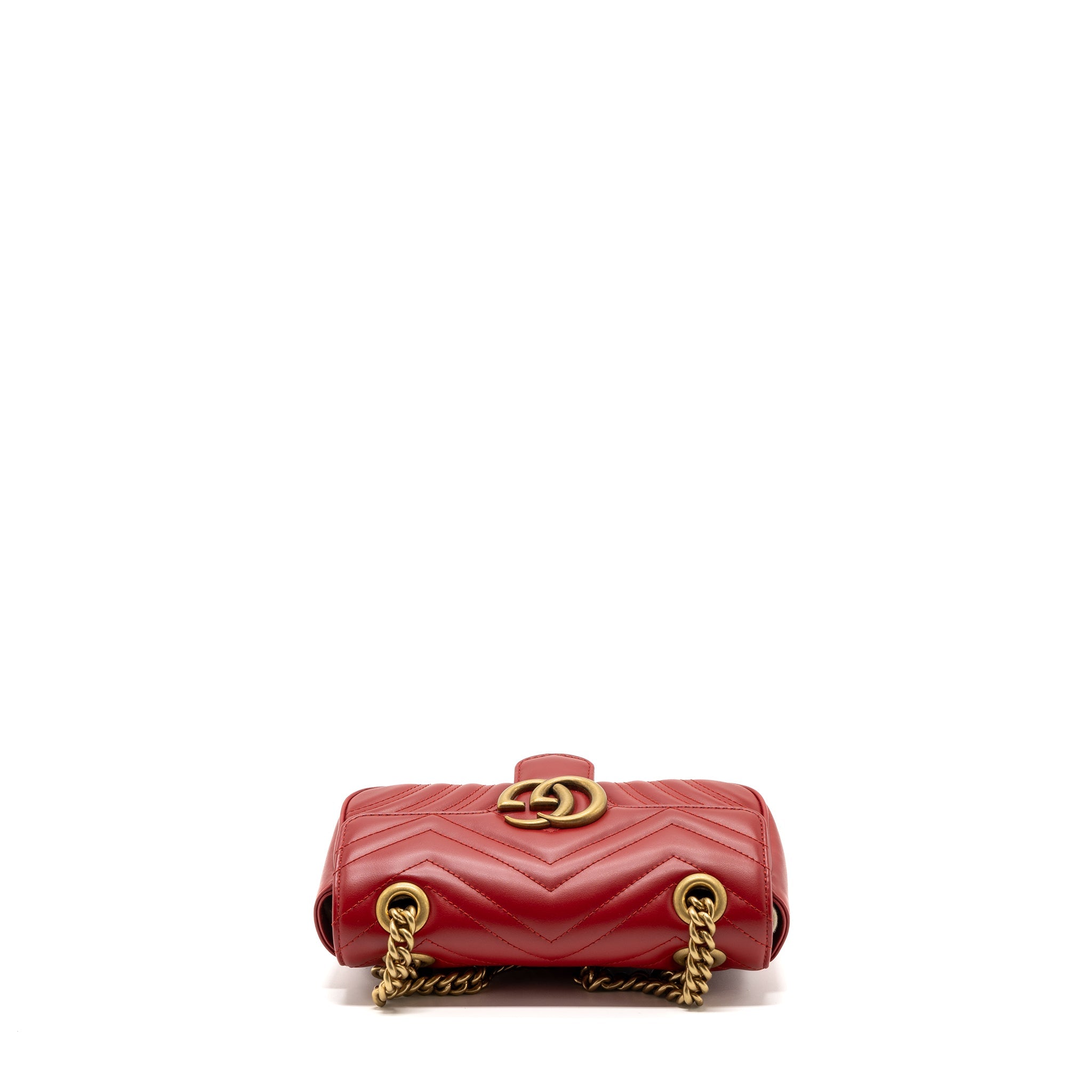 GUCCI MINI GG MARMONT MATELASSE CALFSKIN RED GHW