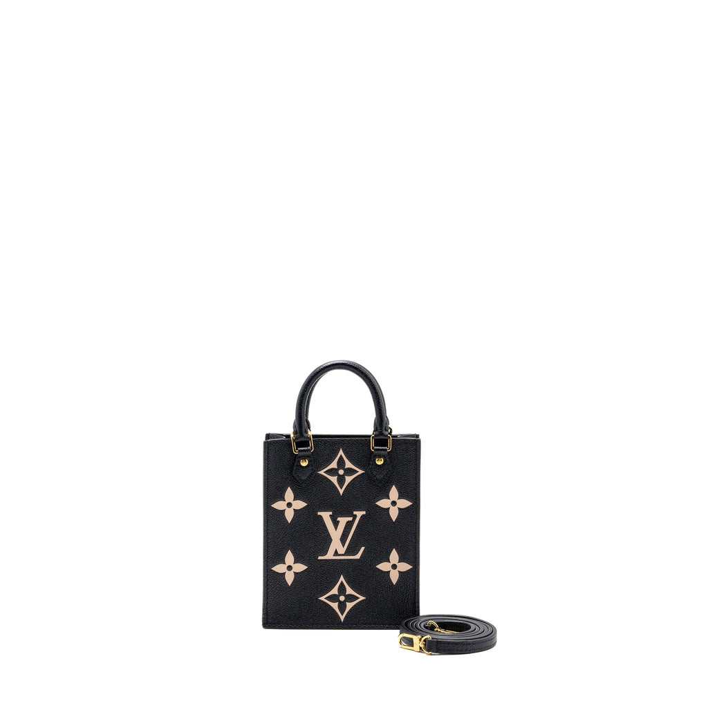 LOUIS VUITTON PETIT SAC PLAT MONOGRAM EMPREINTE BLACK/ BEIGE GHW (NEW VERSION)
