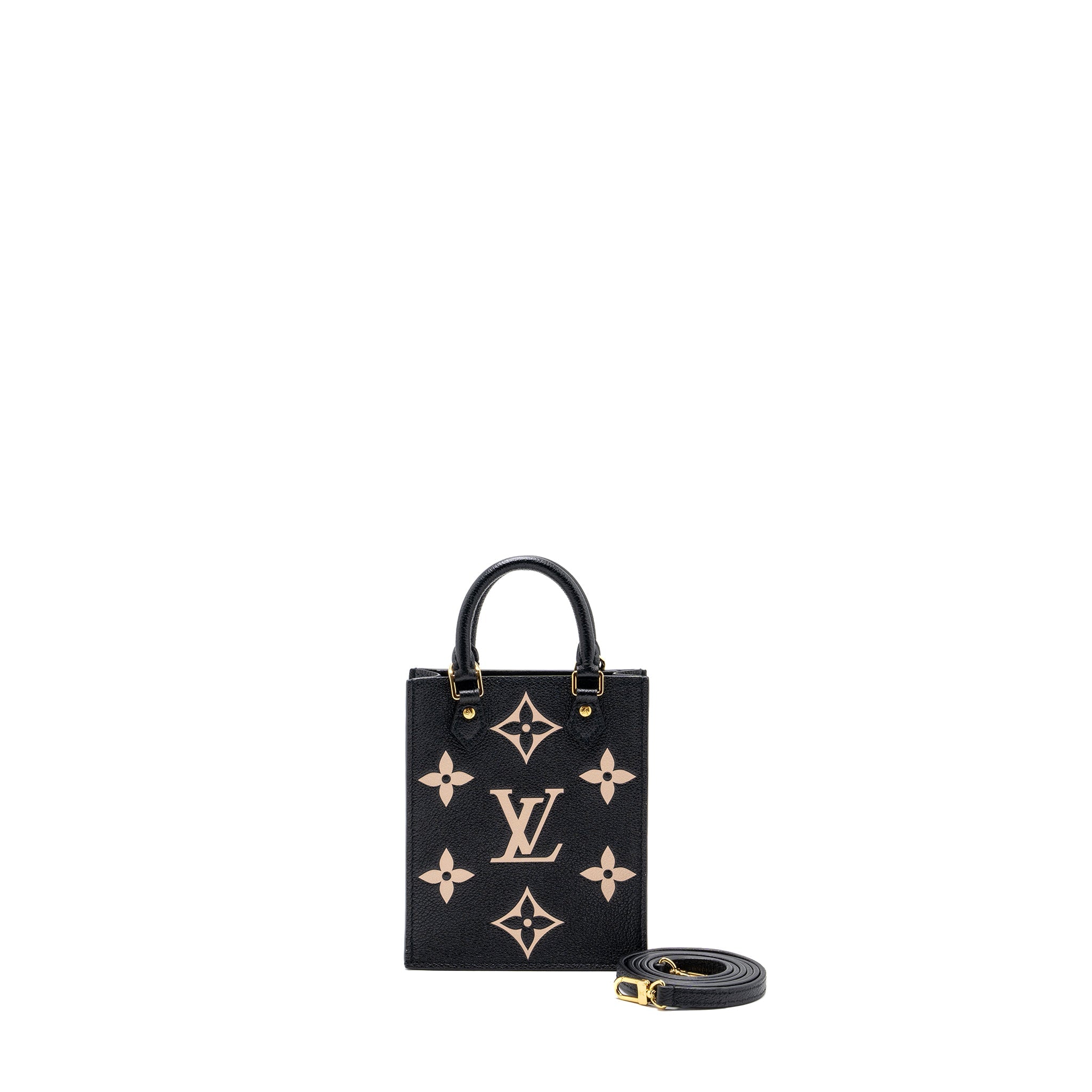LOUIS VUITTON PETIT SAC PLAT MONOGRAM EMPREINTE BLACK/ BEIGE GHW (NEW VERSION)
