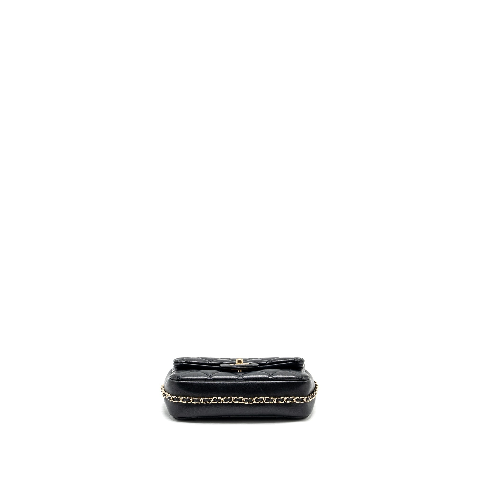 CHANEL PEARL CHAIN QUILTED FLAP BAG LAMBSKIN BLACK GHW