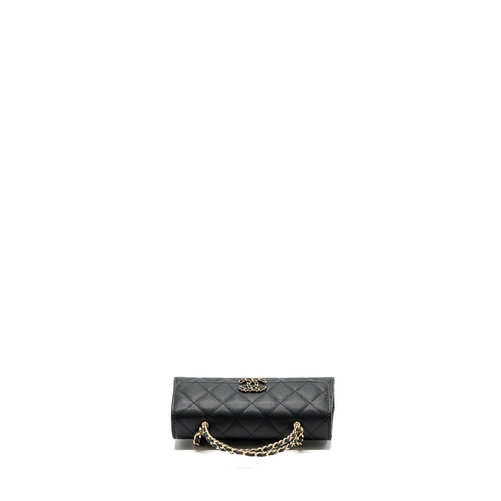 CHANEL 23P TOP HANDLE MINI FLAP BAG WITH CHAIN CAVIAR BLACK LGHW (MICROCHIP)