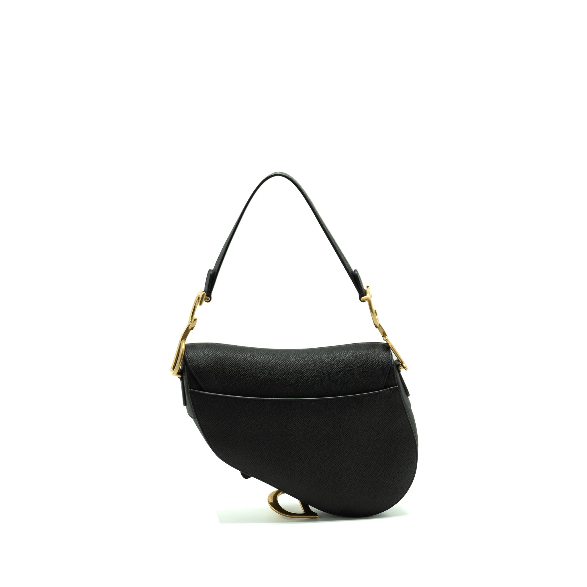 DIOR MEDIUM SADDLE GRAINED CALFSKIN BLACK GHW