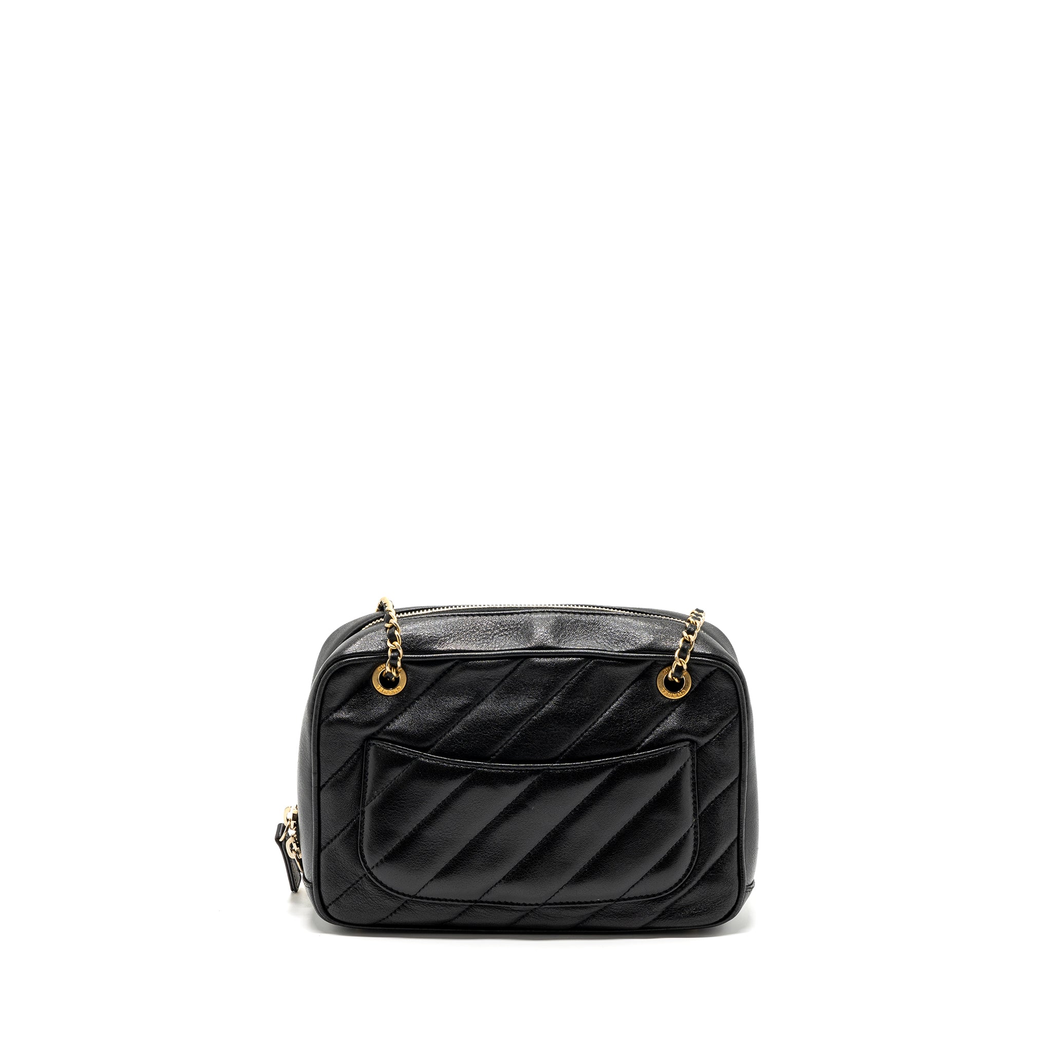 CHANEL ZIPPER CAMERA CHAIN BAG LAMBSKIN BLACK GHW