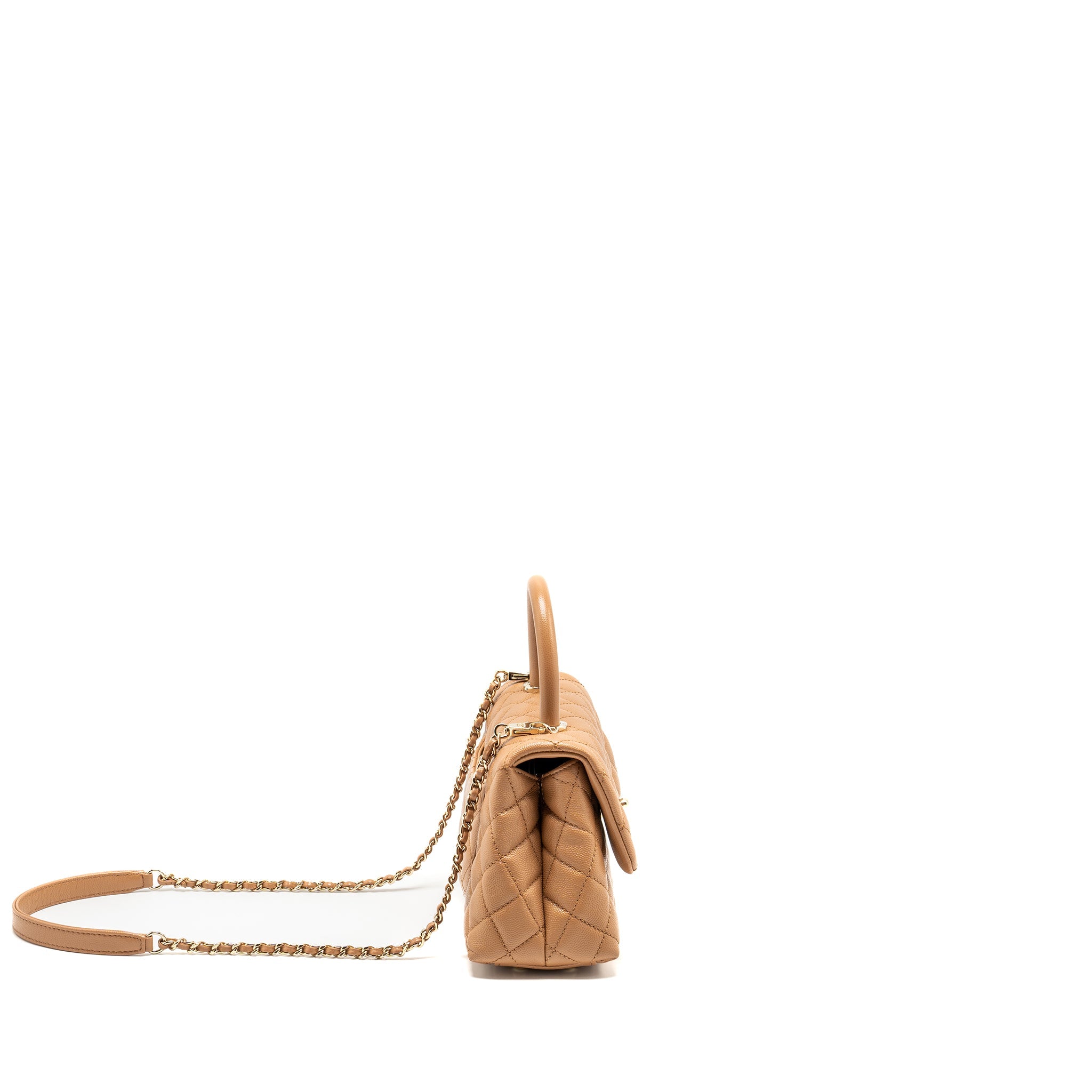 CHANEL 21P SMALL COCO HANDLE CAVIAR CARAMEL LGHW
