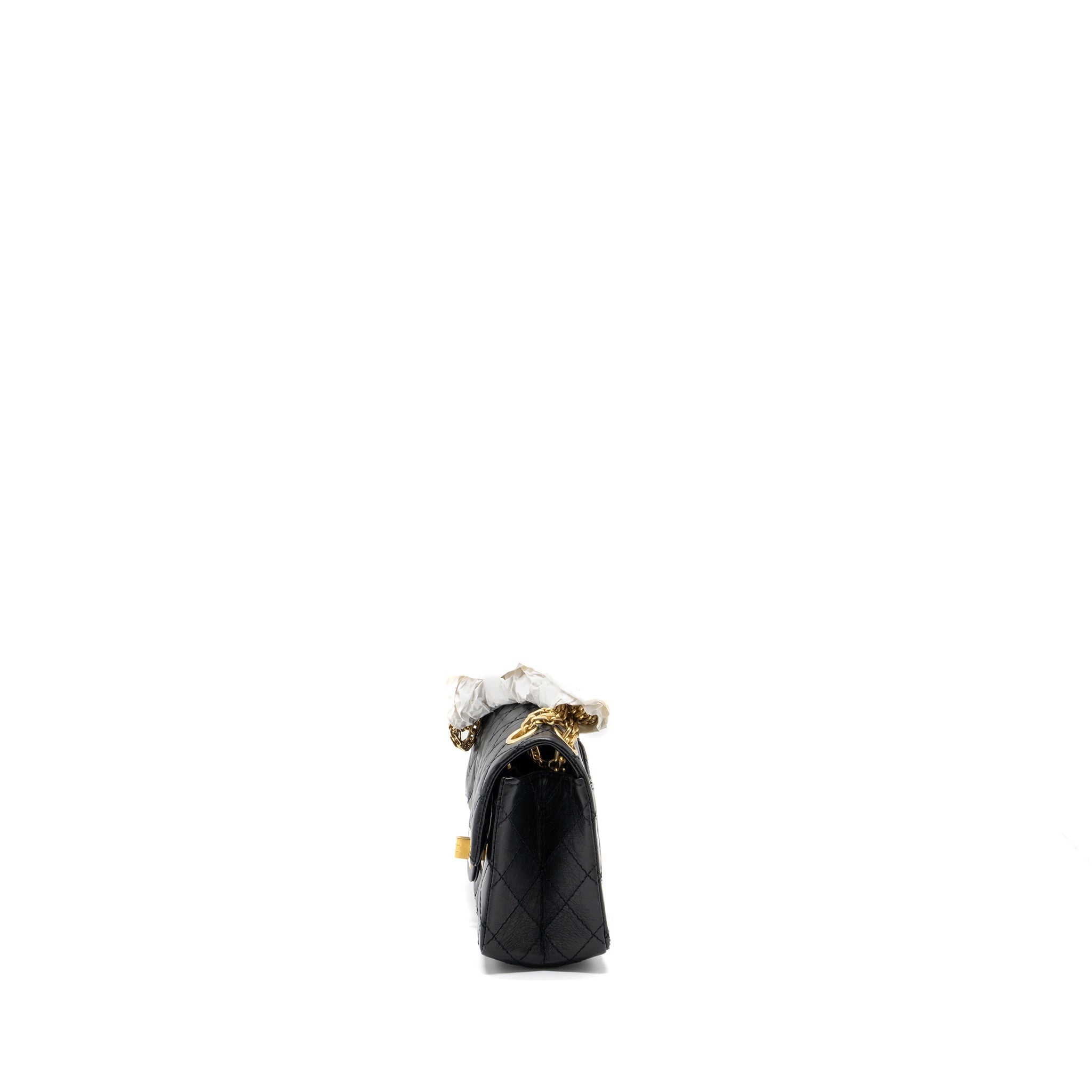 CHANEL MINI 2.55 REISSUE FLAP BAG AGED CALFSKIN BLACK GHW (MICROCHIP)