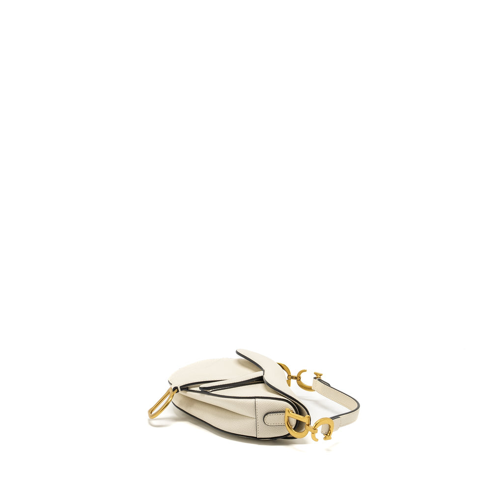 DIOR MINI SADDLE BAG CALFSKIN WHITE GHW