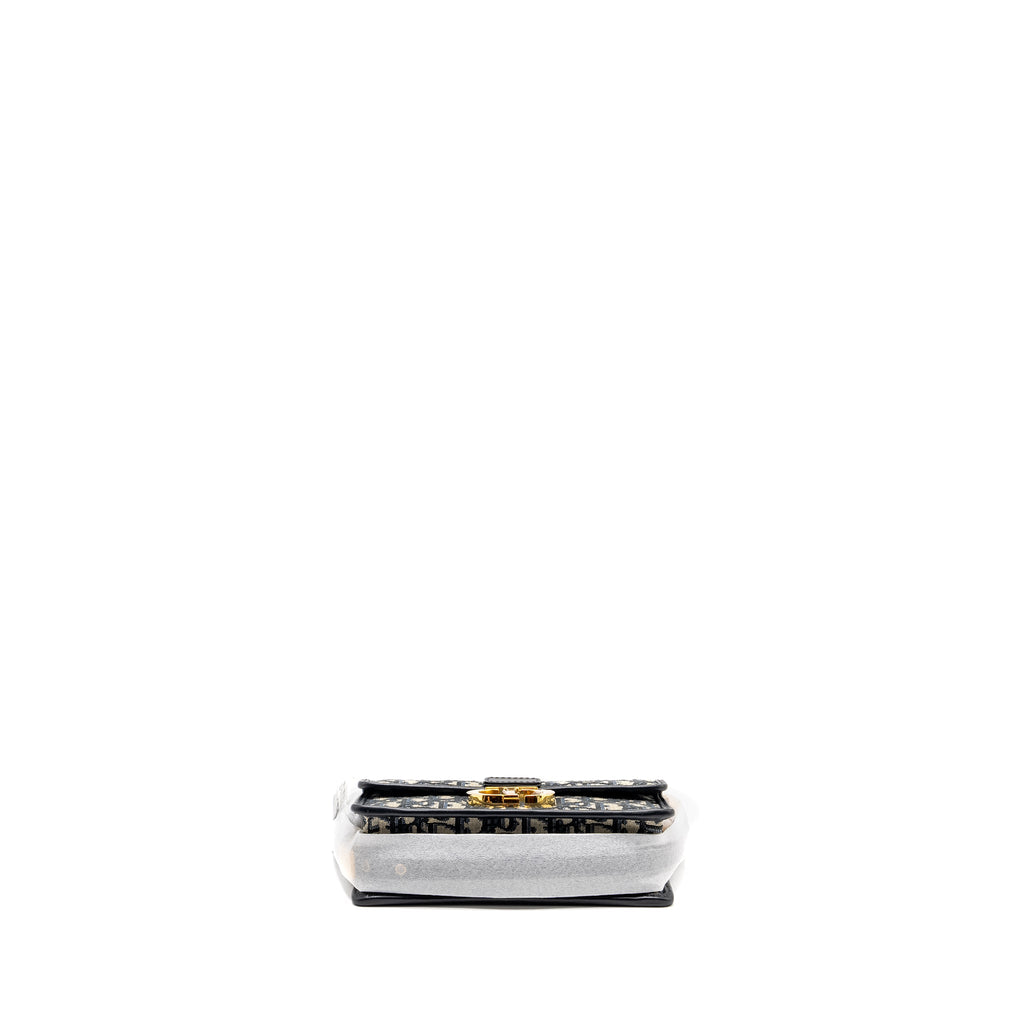 DIOR 30 MONTAIGNE EAST-WEST BAG WITH CHAIN OBLIQUE JACQUARD BLUE GHW