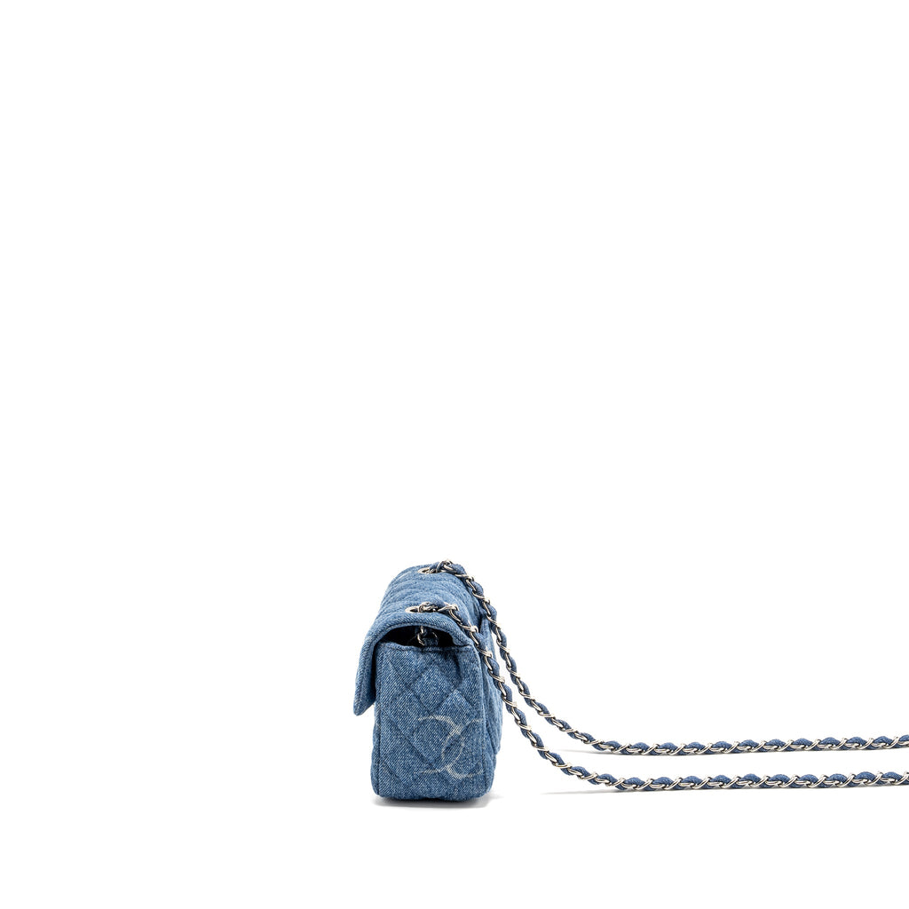 CHANEL MINI SQUARE FLAP BAG DENIM BLUE SHW