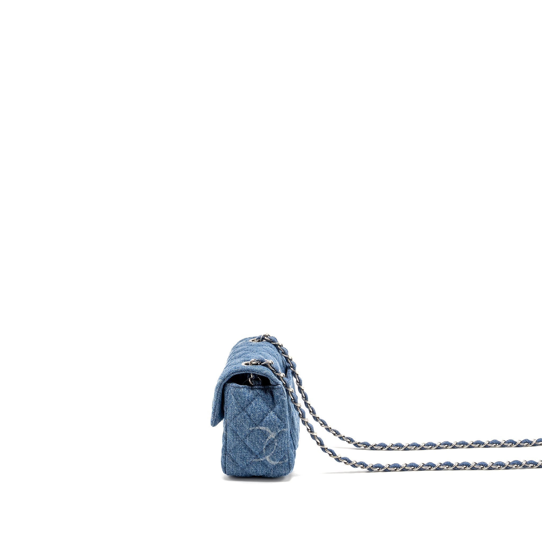 CHANEL MINI SQUARE FLAP BAG DENIM BLUE SHW