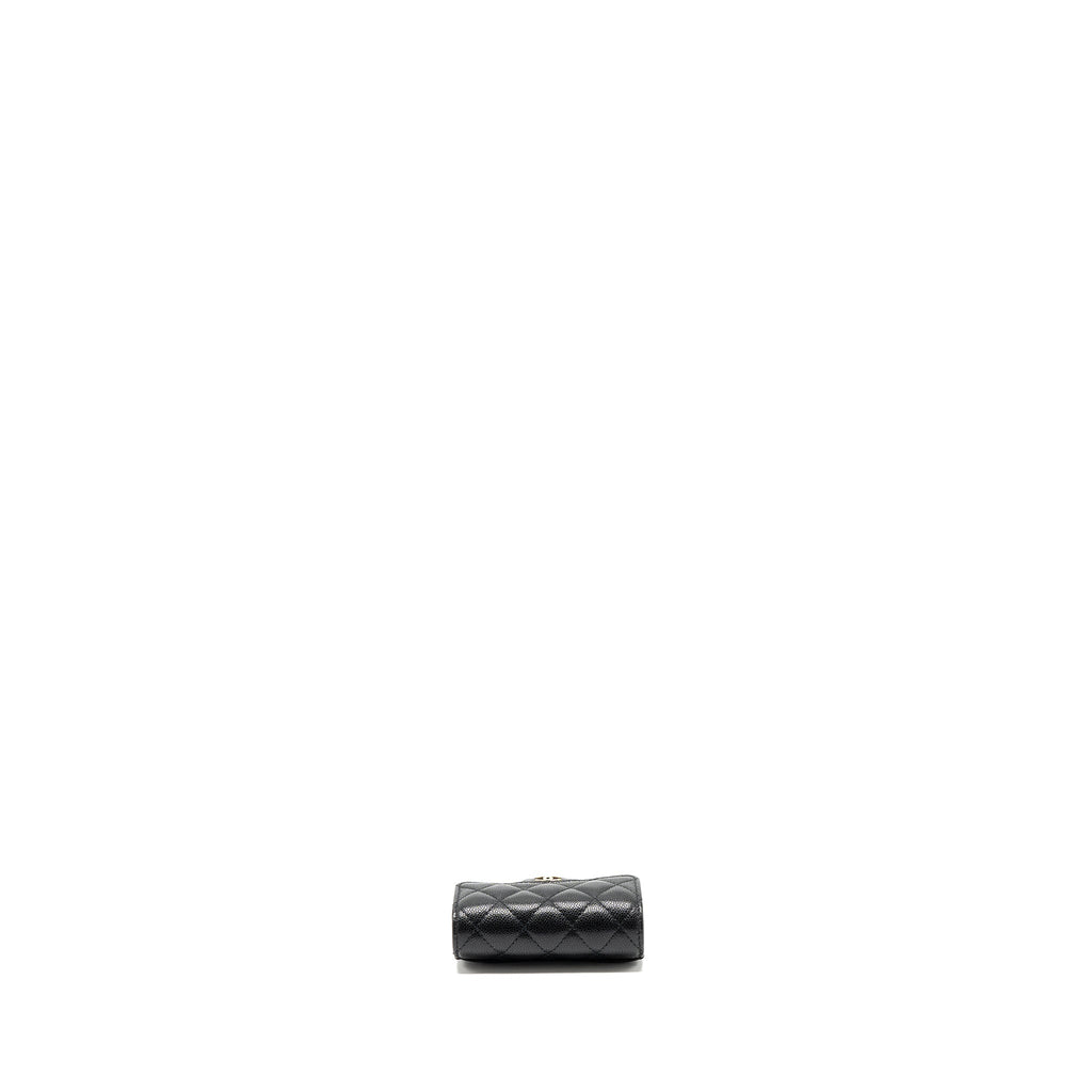 CHANEL CLASSIC COMPACT WALLET CAVIAR BLACK LGHW (MICROCHIP)