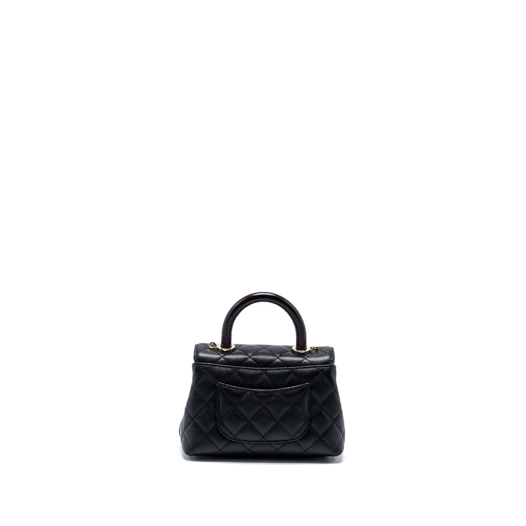CHANEL MINI COCO HANDLE WITH LIZARD EMBOSSED HANDLE CAVIAR BLACK LGHW (MICROCHIP)