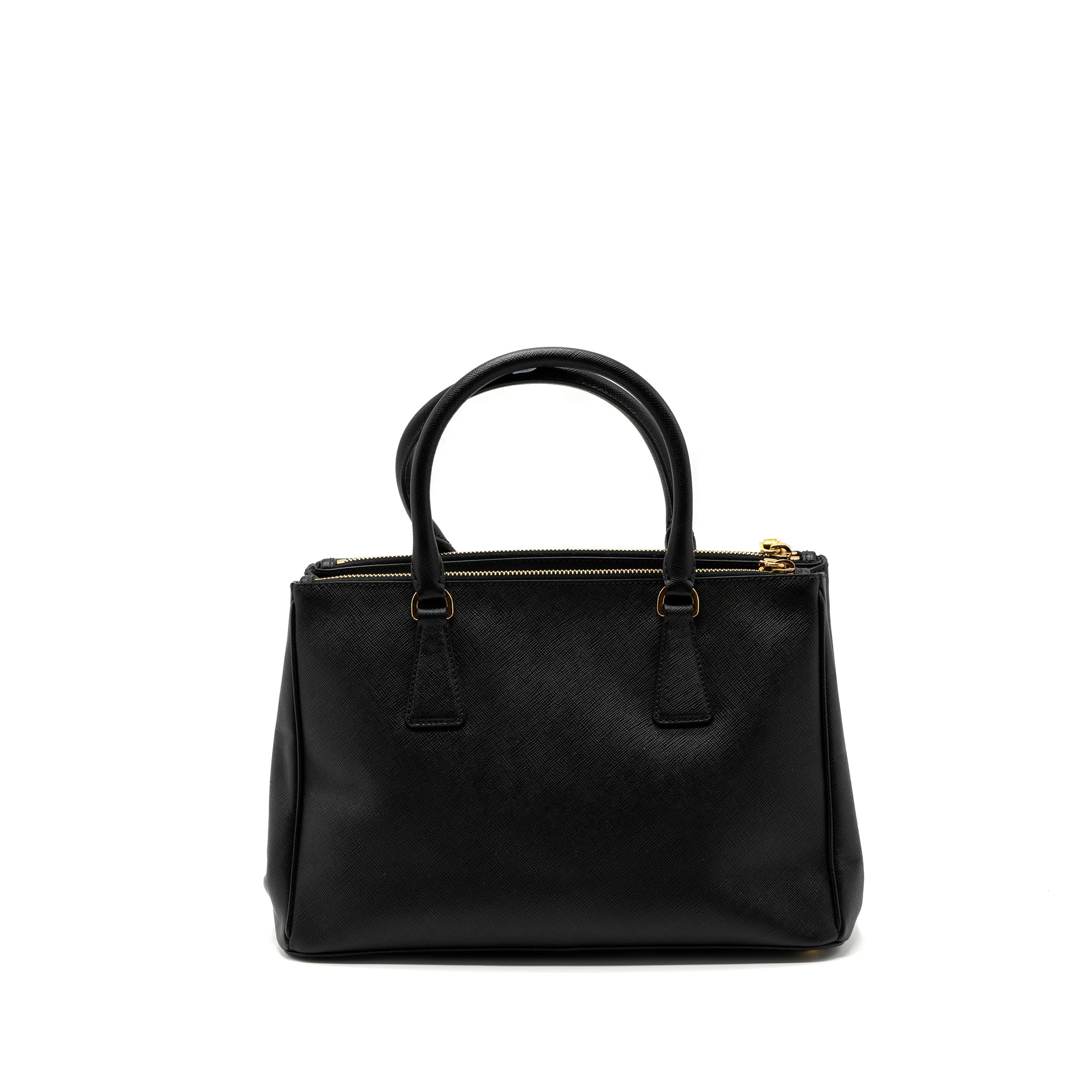 PRADA DOUBLE ZIP TOTE BAG SAFFIANO CALFSKIN BLACK GHW