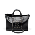 CHANEL DEAUVILLE STUDDED TOTE BAG CAVIAR BLACK SHW