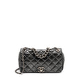 CHANEL DETAILED CHAIN SINGLE FLAP BAG CALFSKIN CHARCOAL GREY SHW