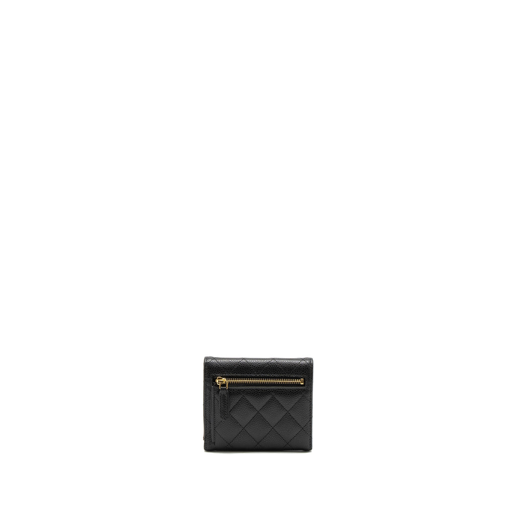 CHANEL CLASSIC COMPACT WALLET CAVIAR BLACK LGHW (MICROCHIP)