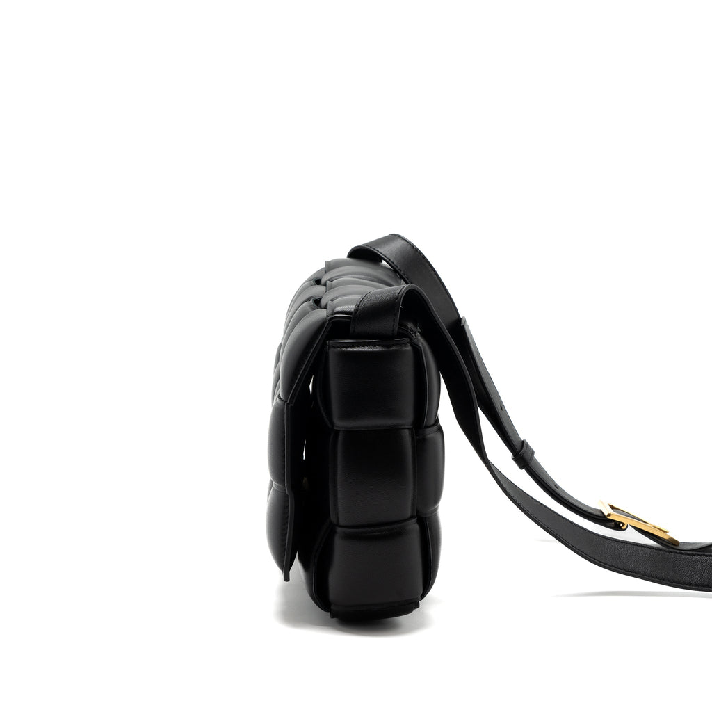 BOTTEGA VENETA PADDED CASSETTE LAMBSKIN BLACK GHW