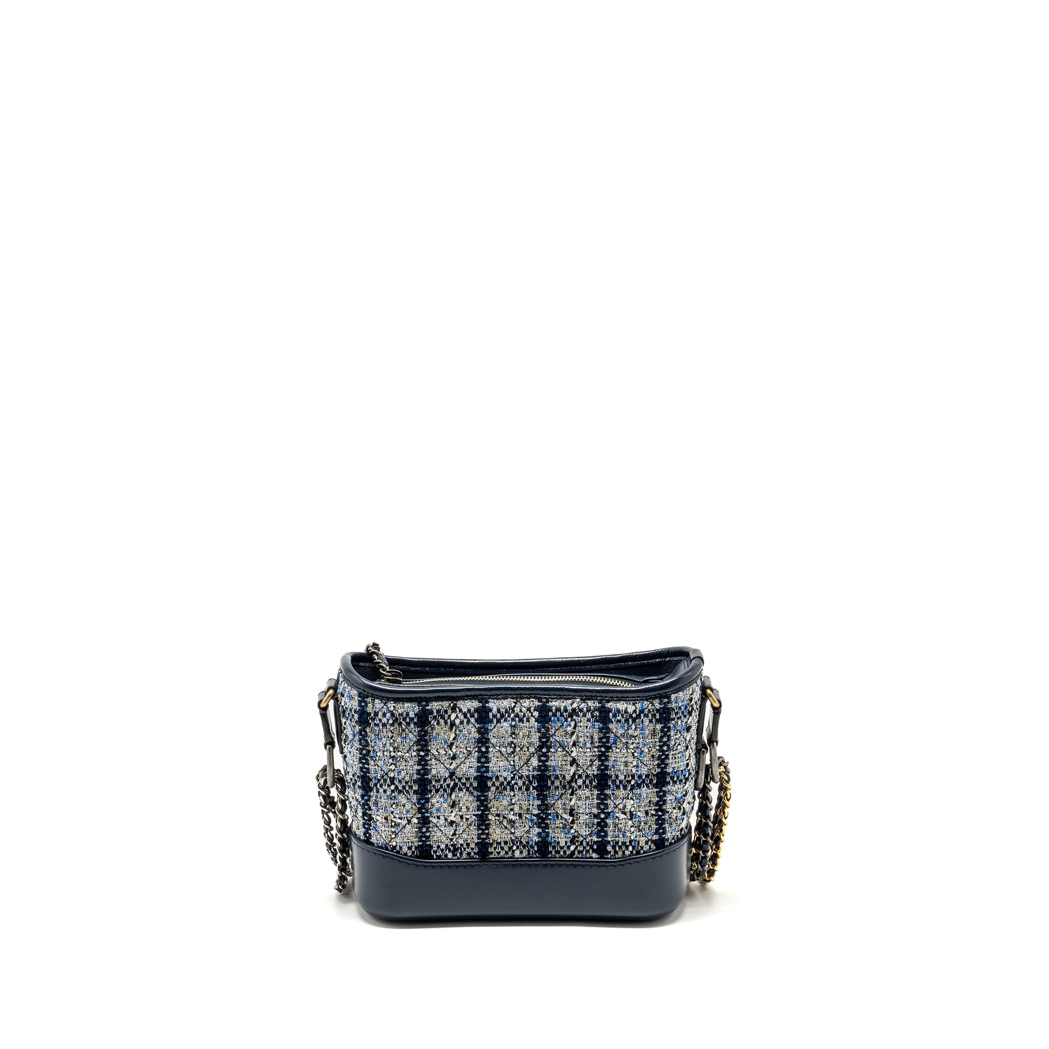 CHANEL SMALL GABRIELLE HOBO BAG TWEED NAVY/MULTICOLOUR WITH MULTICOLOUR HARDWARE