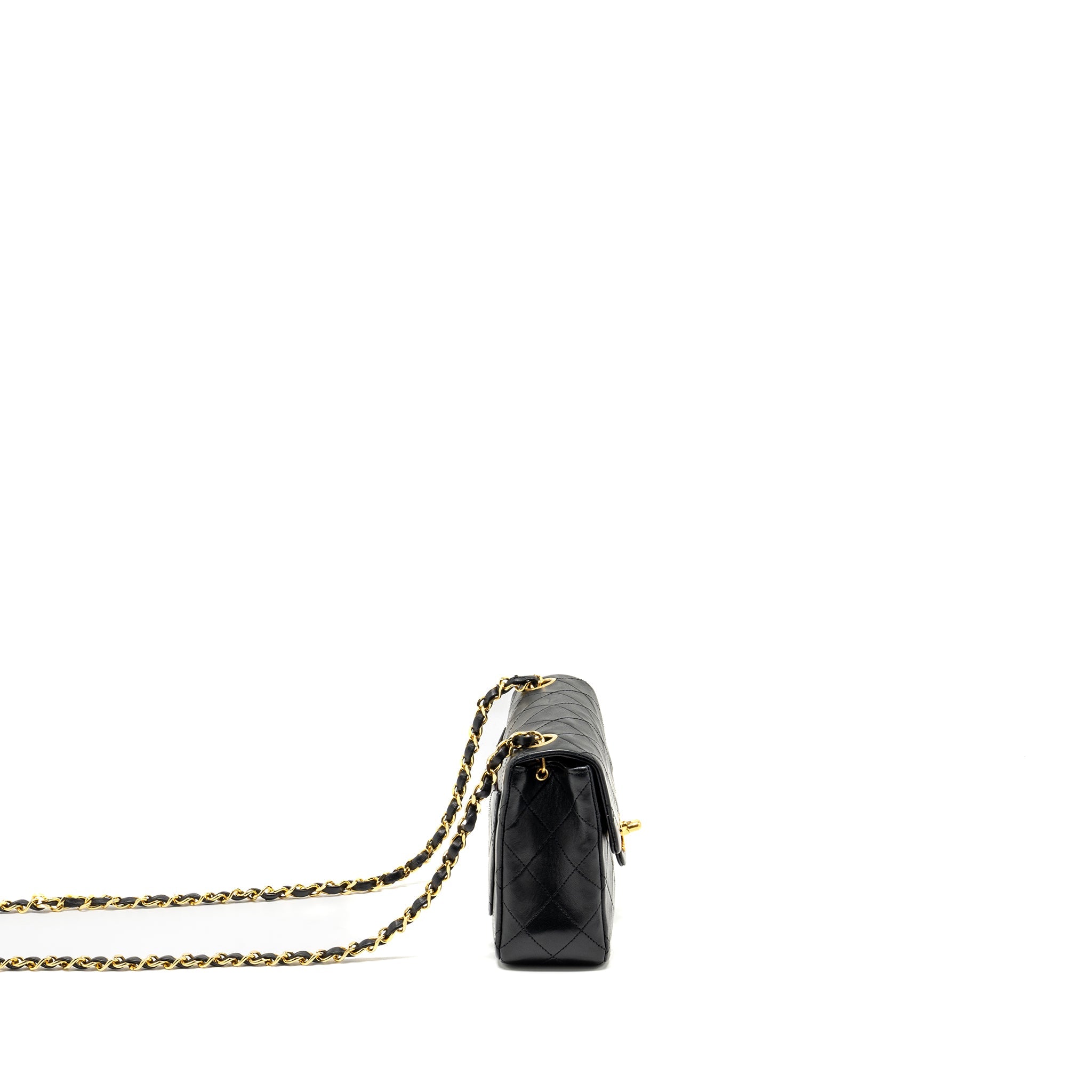CHANEL VINTAGE MINI SQUARE FLAP BAG LAMBSKIN BLACK GHW