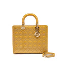 DIOR LARGE LADY DIOR PATENT LEATHER BEIGE LGHW