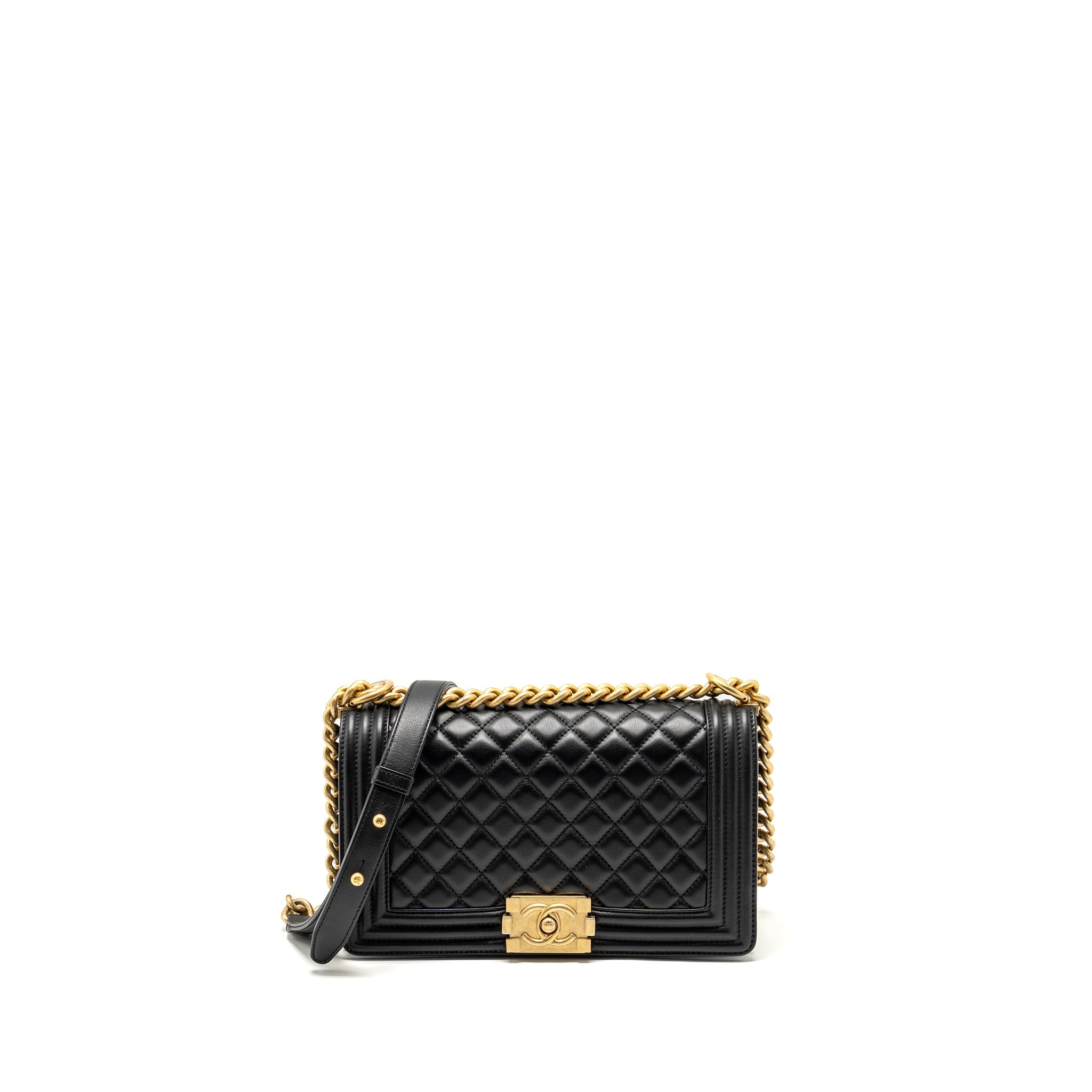 CHANEL MEDIUM BOY BAG CALFSKIN BLACK GHW