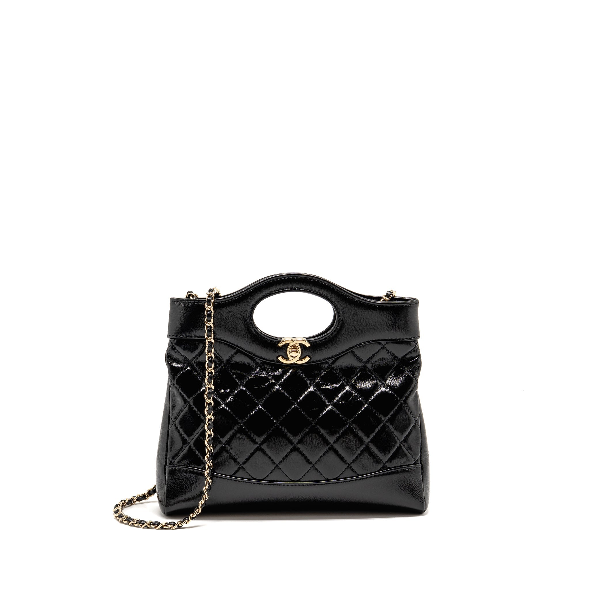 CHANEL MINI 31 BAG SHINY LAMBSKIN BLACK LGHW (MICROCHIP)