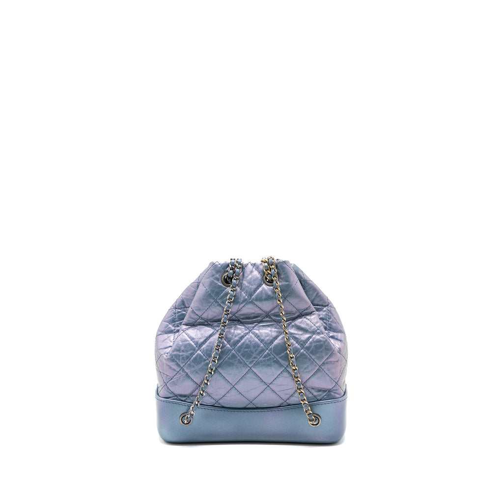 CHANEL SMALL GABRIELLE BACKPACK CALFSKIN IRIDESCENT PURPLE MULTICOLOUR HARDWARE
