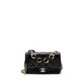 CHANEL GIANT CHAIN FLAP BAG LAMBSKIN BLACK MULTICOLOUR HARDWARE(MICROCHIP)