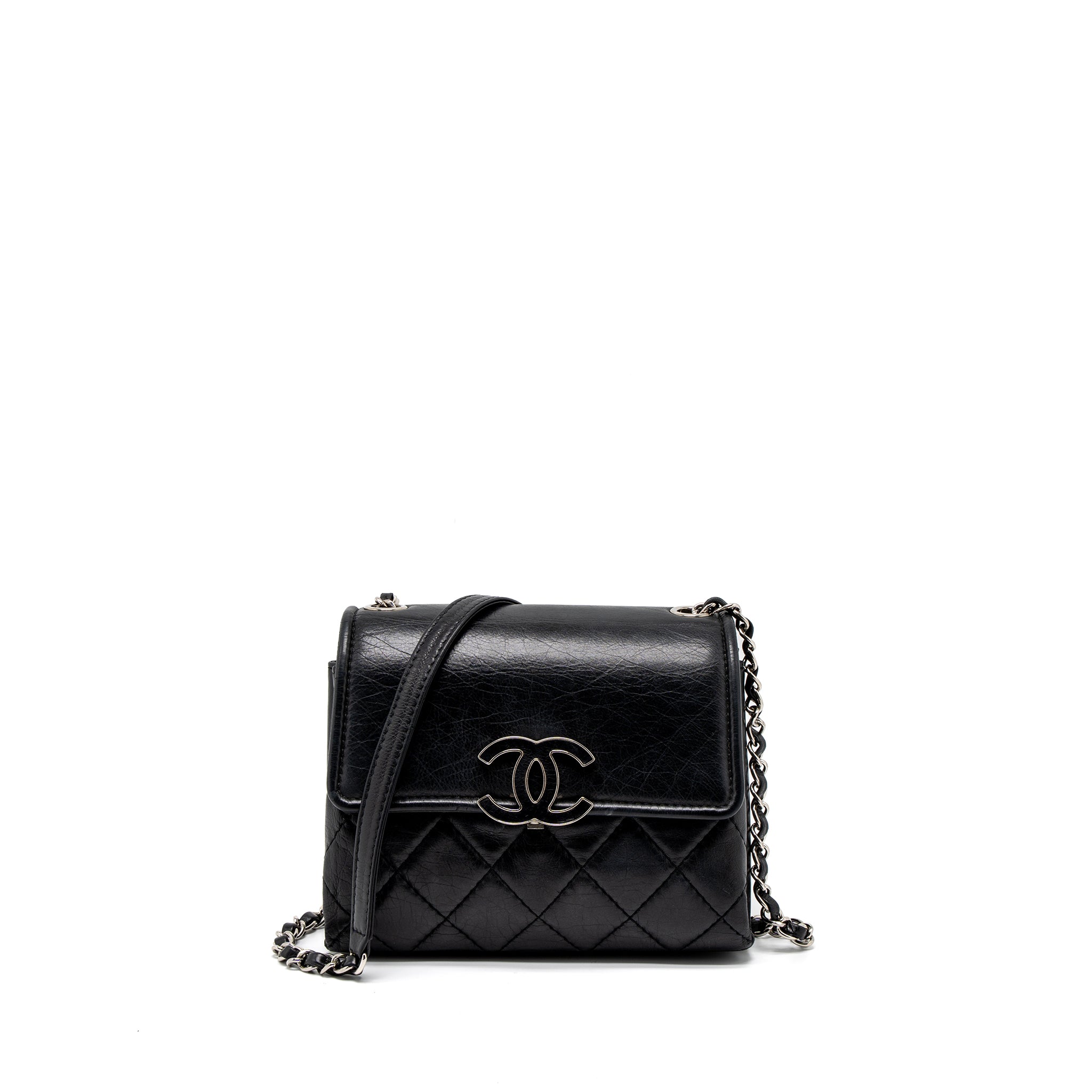 CHANEL GIANT CC LOGO BAG CALFSKIN NAVY SHW