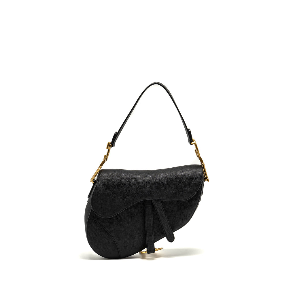 DIOR MEDIUM SADDLE GRAINED CALFSKIN BLACK GHW