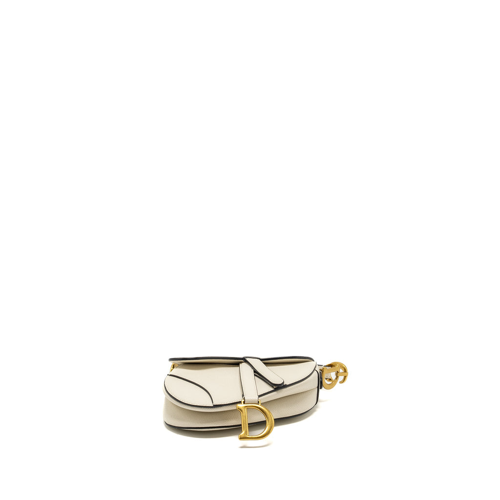 DIOR MINI SADDLE BAG CALFSKIN WHITE GHW
