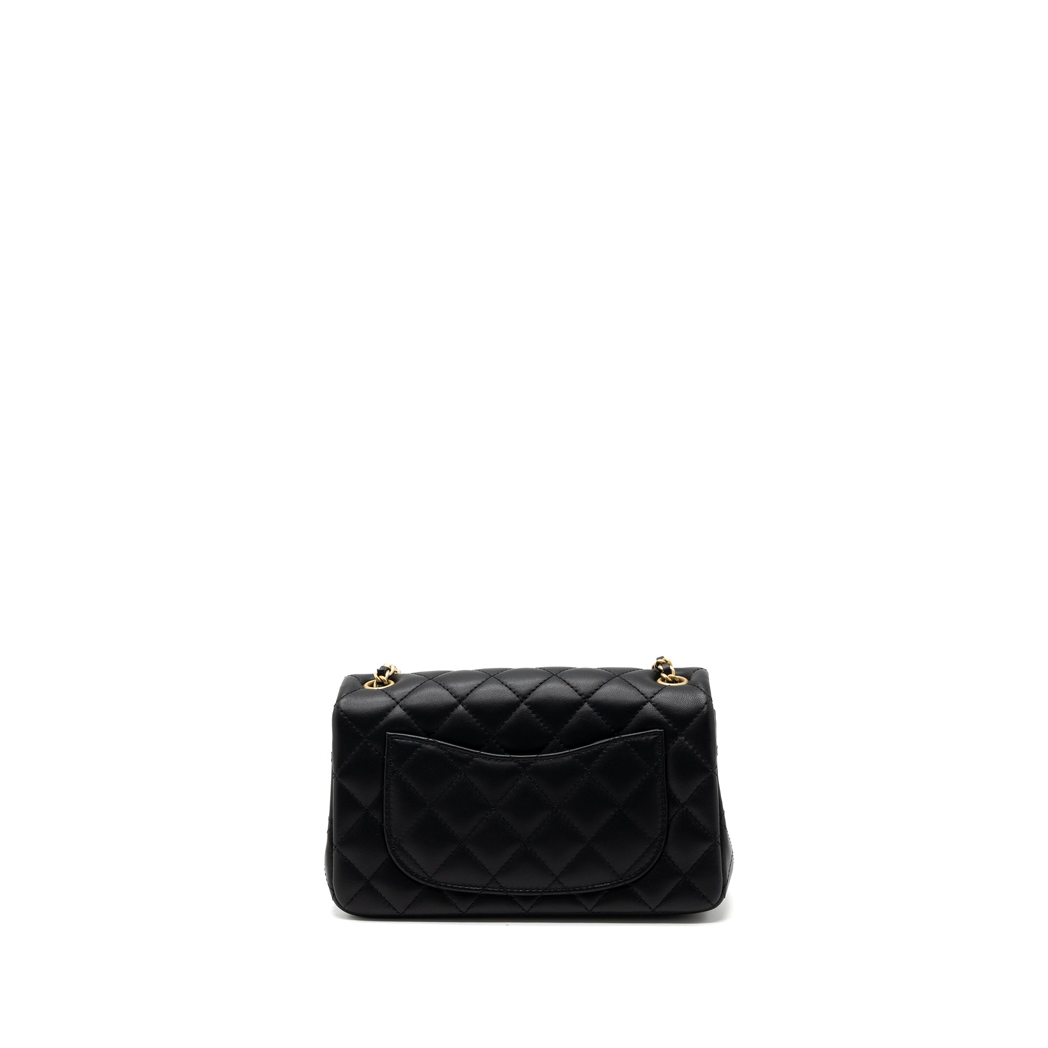 CHANEL 23K PEARL CRUSH MINI RECTANGULAR FLAP BAG LAMBSKIN BLACK GHW (MICROCHIP)