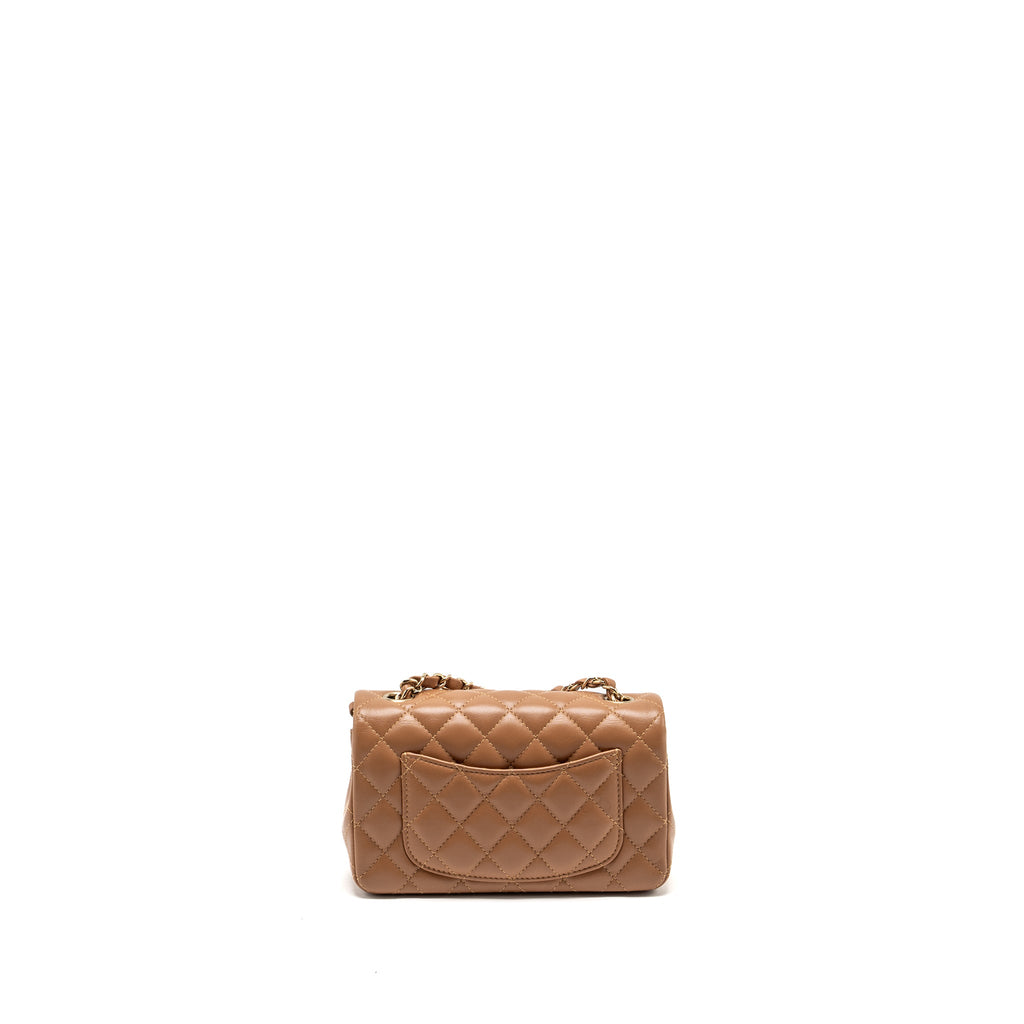CHANEL 22S MINI RECTANGULAR FLAP BAG LAMBSKIN CARAMEL LGHW (MICROCHIP)