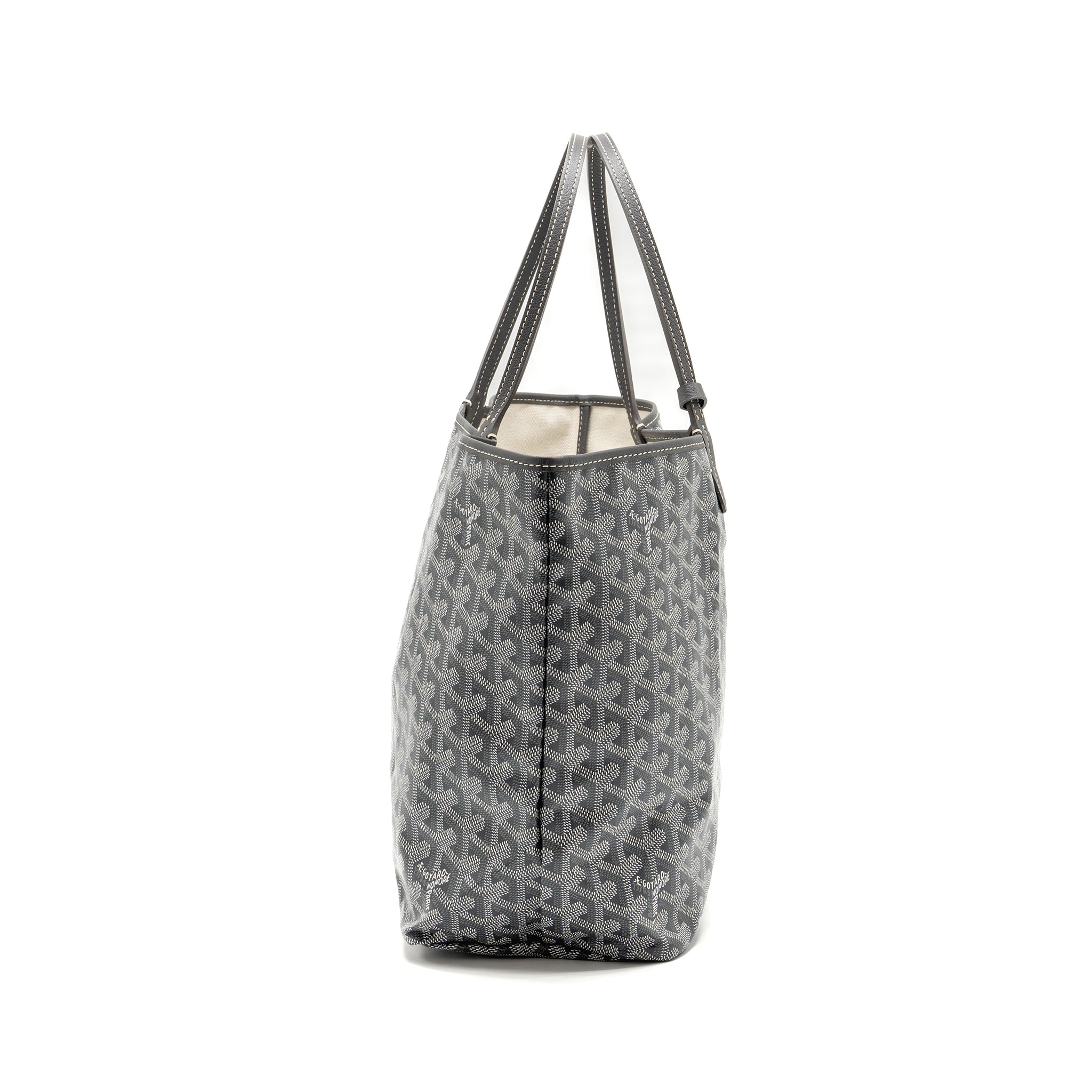 GOYARD SAINT LOUIS PM TOTE GOYARDINE CANVAS / CALFSKIN GREY