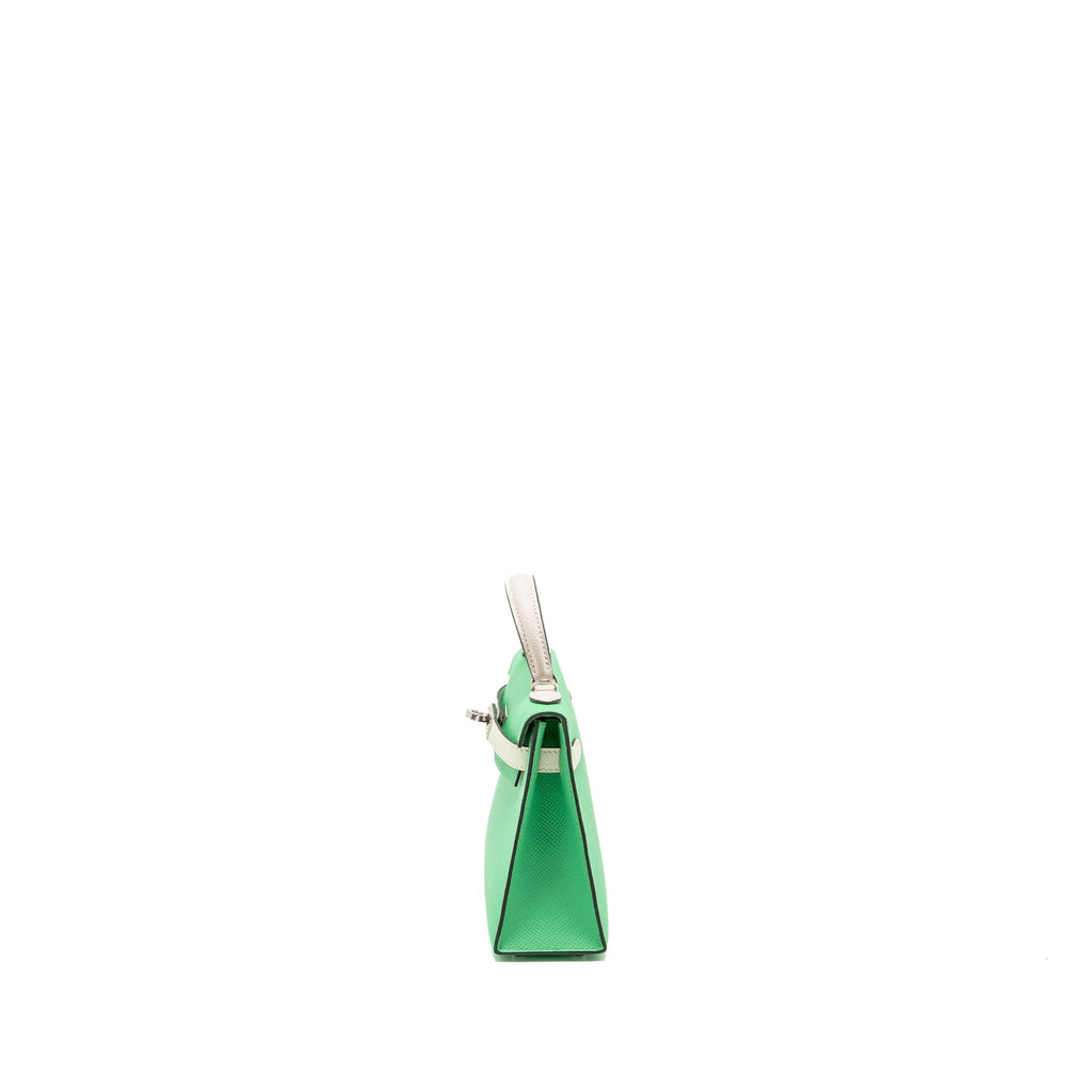 HERMES MINI KELLY II EPSOM VERT COMICS/VERT FIZZ/GRIS PALE SHW