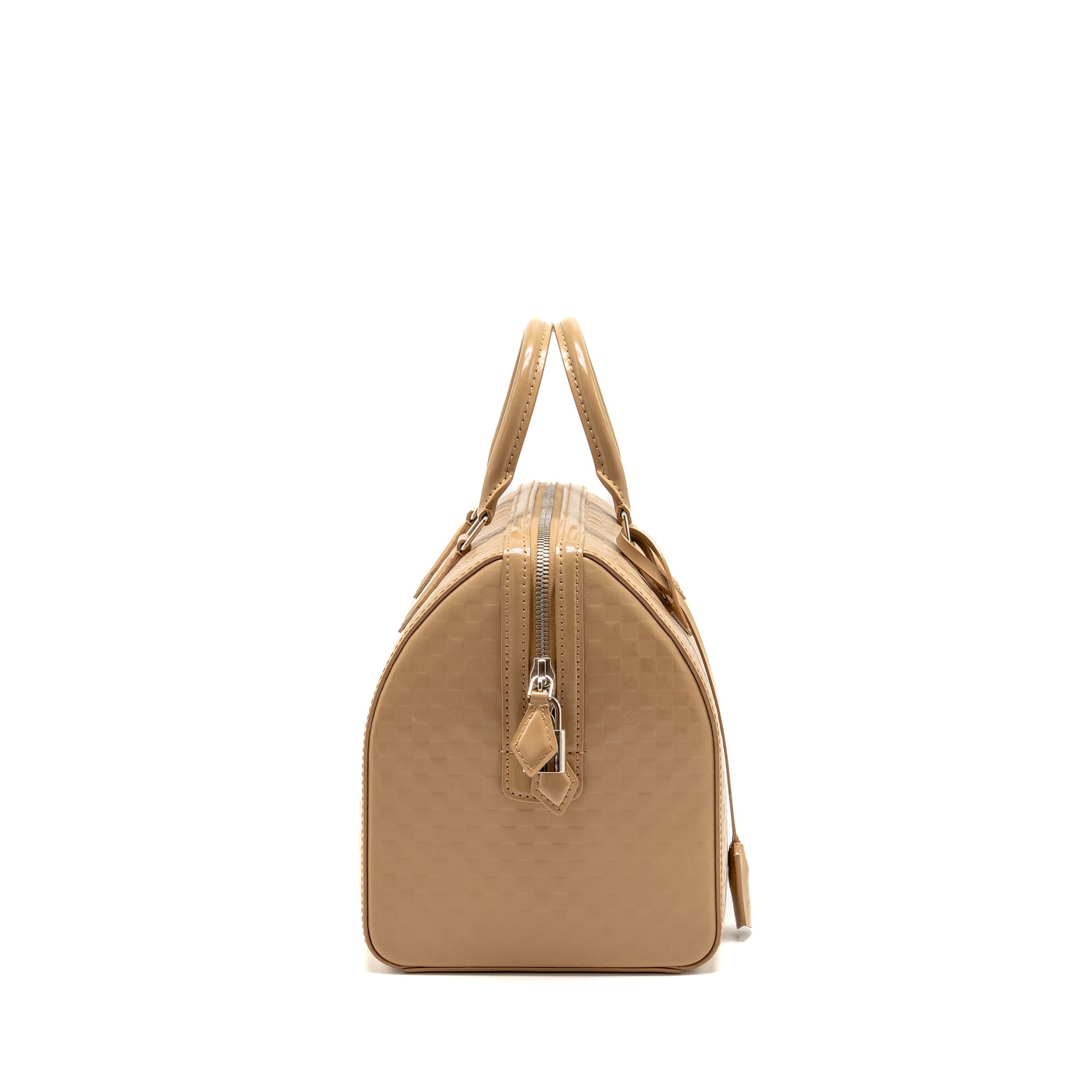 LOUIS VUITTON SPEEDY CUBE MM DAMIER FACETTE PATENT LEATHER BEIGE SHW