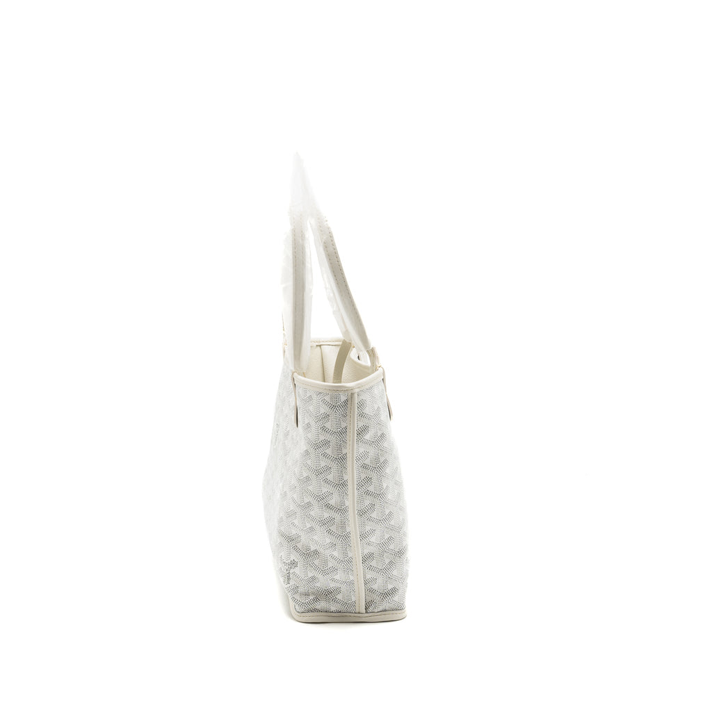 GOYARD MINI ANJOU TOTE BAG GOYARDINE CANVAS/LEATHER WHITE SHW