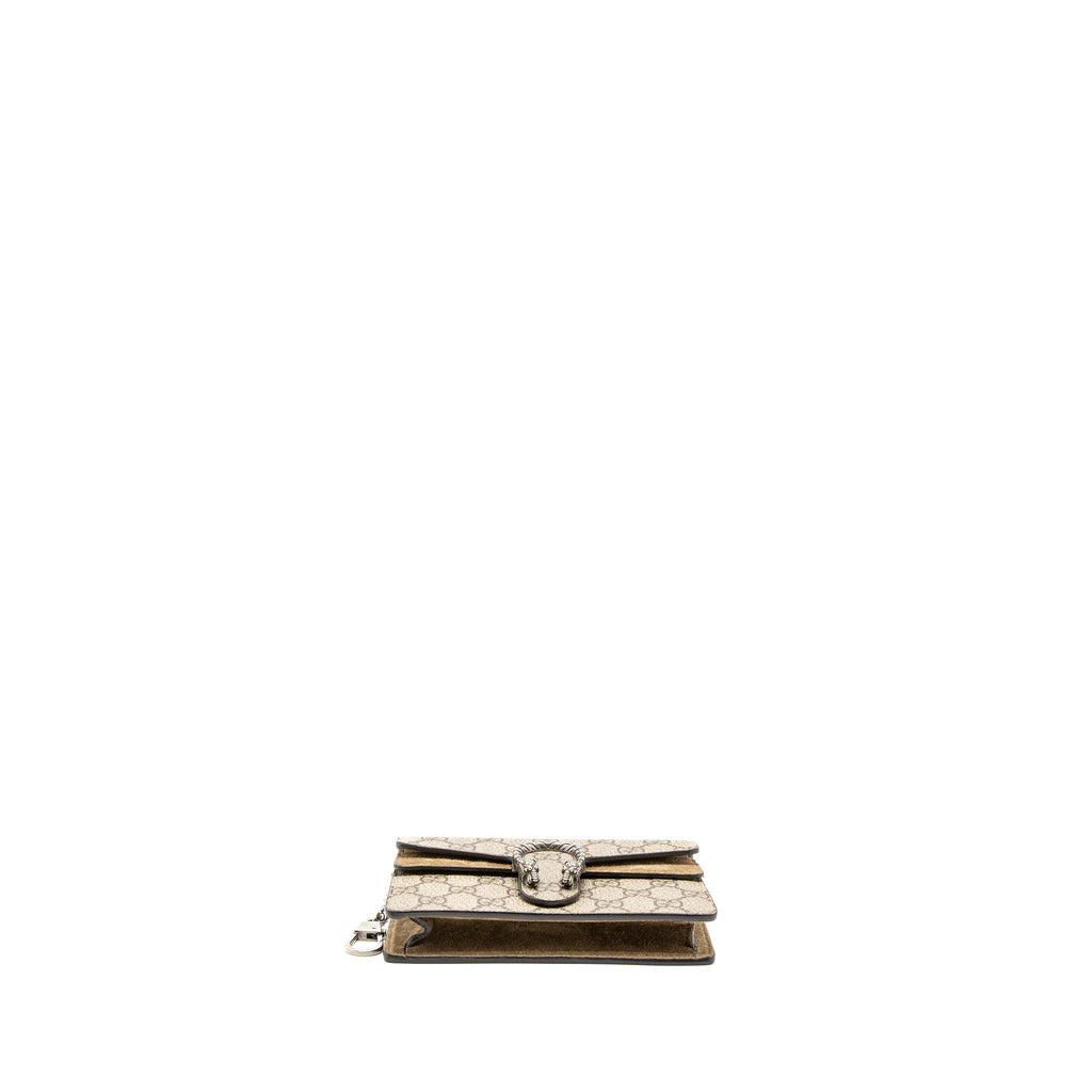 GUCCI DIONYSUS SUPER MINI BAG GG SUPREME/SUEDE BEIGE SHW